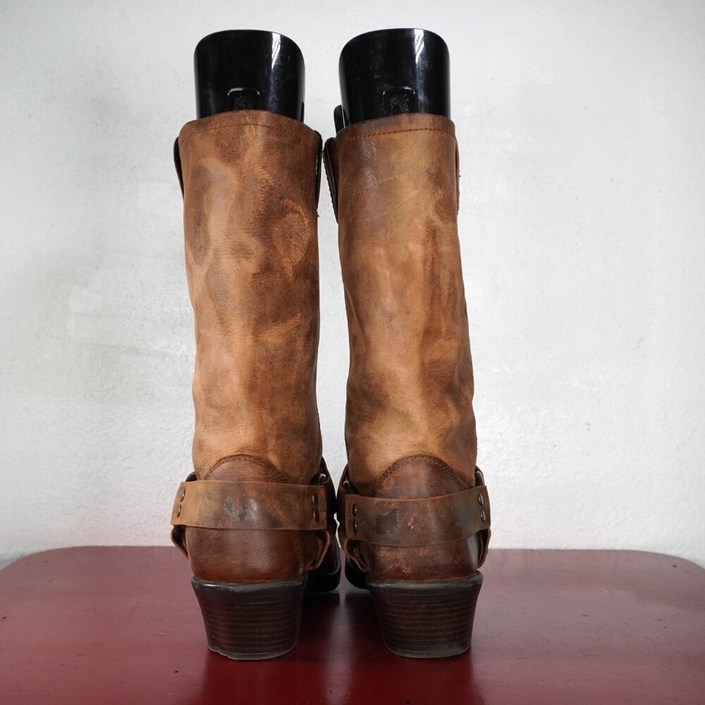 Women's Cabelas Brown Leather Mid-Calf Western Cowboy Fashion Boots 9 - Picture 7 of 8